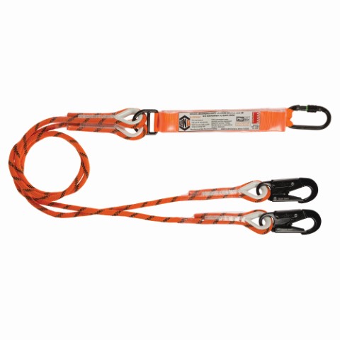 LINQ ROPE LANYARD DBL LEG 1 X S.G KARABINER 1 X SNAP HOOK 2M 